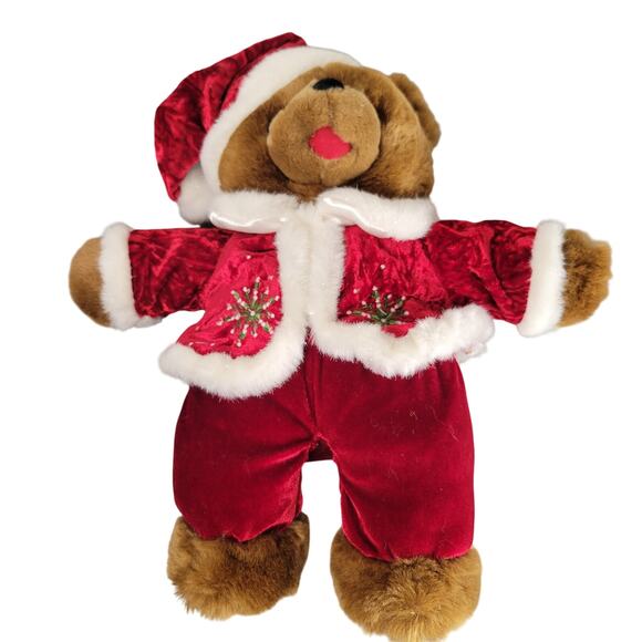 Christmas Bear Plush Set 14" Boy Girl Red Outfit Stuffed Animal Toy Dan Dee 2005 - Picture 13 of 16